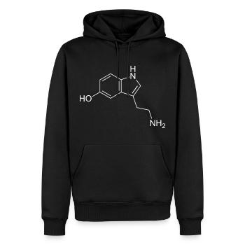 Serotonin Depression Design - Männer Premium Bio Hoodie - Schwarz - Vorne - Nico (187cm)