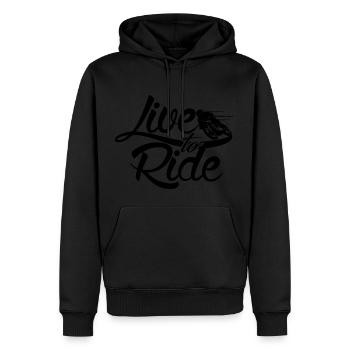 Live to Ride - Männer Premium Bio Hoodie - Schwarz - Vorne - Nico (187cm)