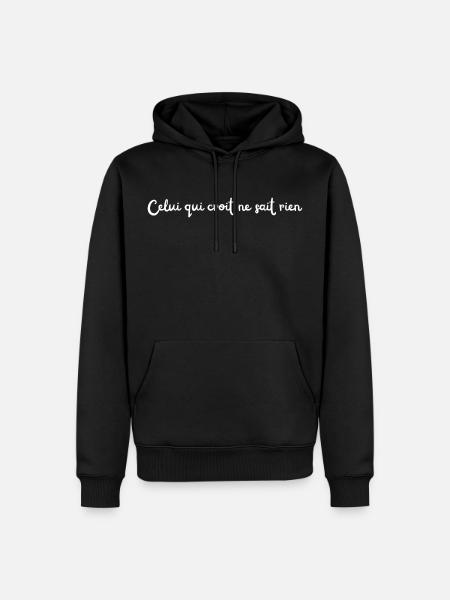 He who believes - Men’s Premium Organic Hoodie - black