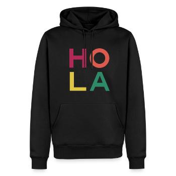 HOLA - Men’s Premium Organic Hoodie - black - Front - Nico (187cm)