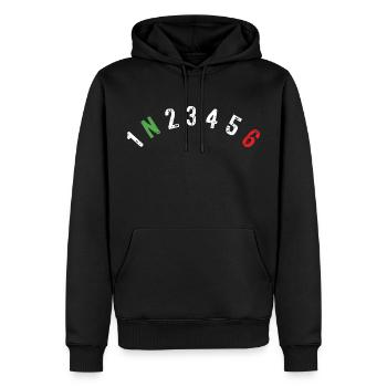 Motorrad Gänge für Biker / Bikerin - Männer Premium Bio Hoodie - Schwarz - Vorne - Nico (187cm)