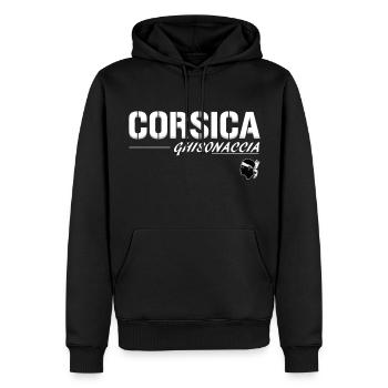 Korsika Ghisonaccia - Männer Premium Bio Hoodie - Schwarz - Vorne - Nico (187cm)