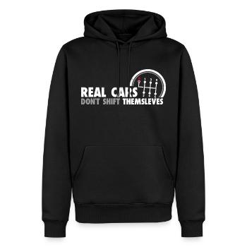 Les vraies voitures ne se déplacent pas Drôle Course automobile - Sweat à capuche Premium bio Homme - noir - Devant - Nico (187cm)