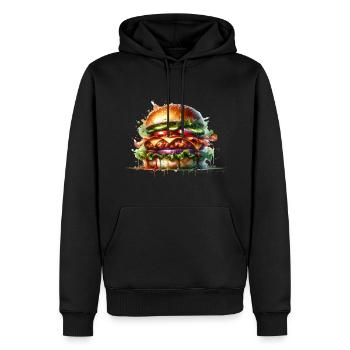 Versenken Sie Ihre Zähne in dieses saftige Burger-Design! - Männer Premium Bio Hoodie - Schwarz - Vorne - Nico (187cm)