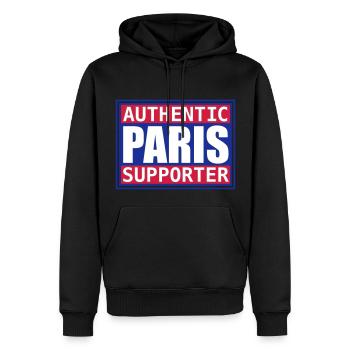 Authentic Paris supporter - Sweat à capuche Premium bio Homme - noir - Devant - Nico (187cm)