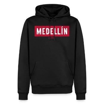 Medellín - ccario - Männer Premium Bio Hoodie - Schwarz - Vorne - Nico (187cm)