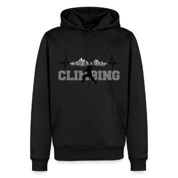 text climbing ing inging fréquence battement de coeur puls - Sweat à capuche Premium bio Homme - noir - Devant - Nico (187cm)