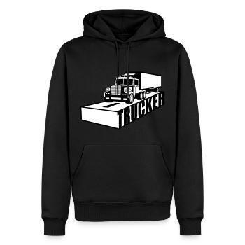 strasse text logo truck lkw lastwagen fernfahrer f - Männer Premium Bio Hoodie - Schwarz - Vorne - Nico (187cm)