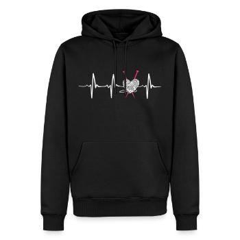 Heartbeat knitting funny gift - Männer Premium Bio Hoodie - Schwarz - Vorne - Nico (187cm)