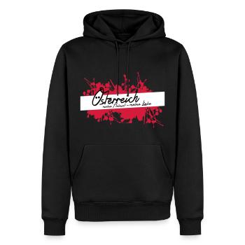 Österreich, meine Heimat, meine Liebe! - Männer Premium Bio Hoodie - Schwarz - Vorne - Nico (187cm)
