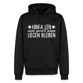 hinfallen liegen bleiben - Männer Premium Bio Hoodie - Schwarz - Vorne - Nico (187cm)