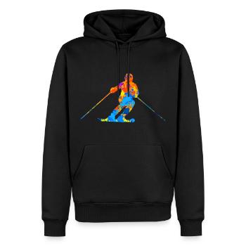 Ski Ski Ski Sports d’hiver Idée cadeau - Sweat à capuche Premium bio Homme - noir - Devant - Nico (187cm)