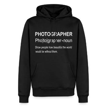 Photographer Definition- Fotografie Spruch - Männer Premium Bio Hoodie - Schwarz - Vorne - Nico (187cm)