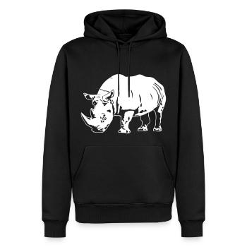 Nashorn - Rhino - Männer Premium Bio Hoodie - Schwarz - Vorne - Nico (187cm)