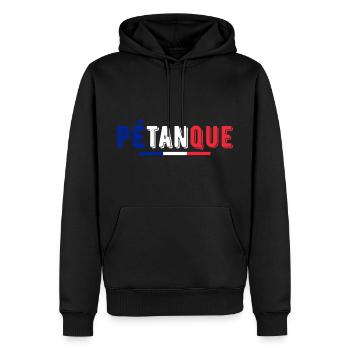 pétanque drapeau france bouliste - Sweat à capuche Premium bio Homme - noir - Devant - Nico (187cm)