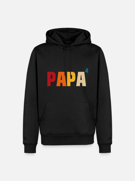 Papa 4 enfants père 4 enfants quatre fois père - Herre Premium økologisk hoodie - sort