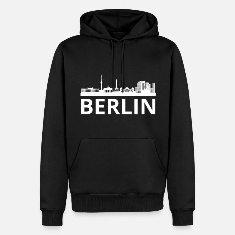 Berliner Skyline - Männer Premium Bio Hoodie - Schwarz