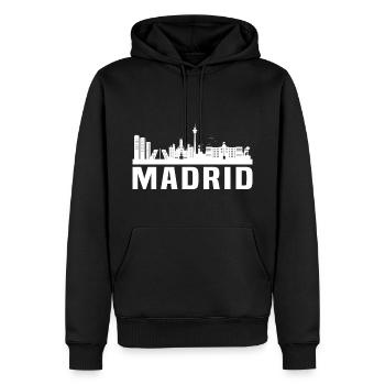 Madrid Skyline - Sweat à capuche Premium bio Homme - noir - Devant - Nico (187cm)