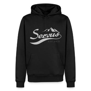 Servus Bayern Bayer Spruch Geschenk Berge - Männer Premium Bio Hoodie - Schwarz - Vorne - Nico (187cm)