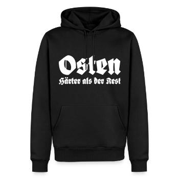Osten Härter als der Rest - Männer Premium Bio Hoodie - Schwarz - Vorne - Nico (187cm)