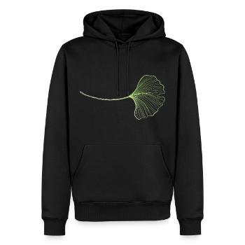 Ginko Ginkgo Blatt - Männer Premium Bio Hoodie - Schwarz - Vorne - Nico (187cm)