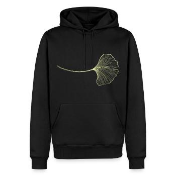 Ginko Ginkgo Blatt - Männer Premium Bio Hoodie - Schwarz - Vorne - Nico (187cm)