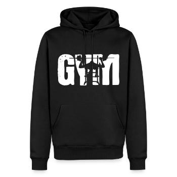 Gym Bench Press Bocybuilding Fitness Gym - Men’s Premium Organic Hoodie - black - Front - Nico (187cm)