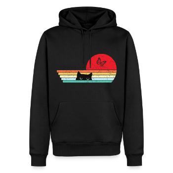 Chat mignon papillon - Sweat à capuche Premium bio Homme - noir - Devant - Nico (187cm)