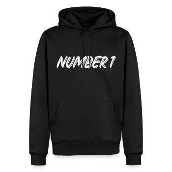 Number 1 - eins - erster - erste - 1 - Nummer 1 - Männer Premium Bio Hoodie - Schwarz - Vorne - Nico (187cm)
