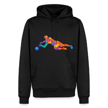Torwart Fußball Fußballer Fußballverein Silhouette - Männer Premium Bio Hoodie - Schwarz - Vorne - Nico (187cm)