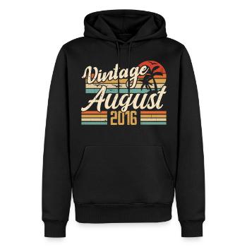 Août 2016 Anniversaire 2016 - Cadeau Légendes Août - Sweat à capuche Premium bio Homme - noir - Devant - Nico (187cm)