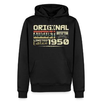 August 1950 - Jahrgang August 1950 Baujahr August 1950 - Männer Premium Bio Hoodie - Schwarz - Vorne - Nico (187cm)