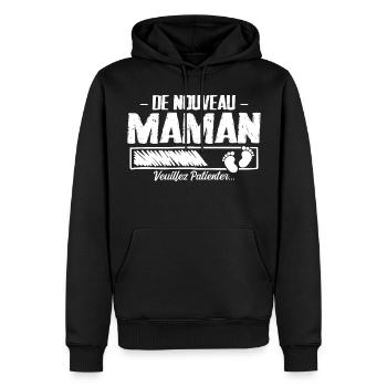 Femme Maman Cadeau Nouvelle Naissance Future - Sweat à capuche Premium bio Homme - noir - Devant - Nico (187cm)