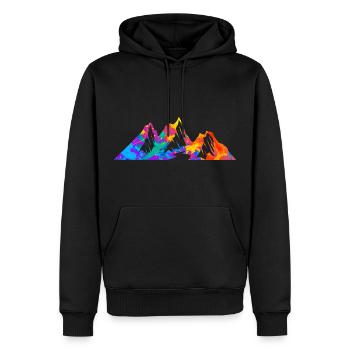 Mountains Mountain Mountaineer Hiking Splash Silhouette - Men’s Premium Organic Hoodie - black - Front - Nico (187cm)