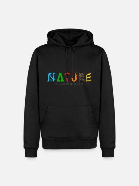 Wandern Nature Typographic Design - Männer Premium Bio Hoodie - Schwarz