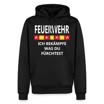 Feuerwehr ich bekämpfe was Du fürchtest, Geschenke - Männer Premium Bio Hoodie - Schwarz - Vorne - Nico (187cm)