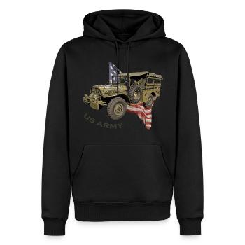 US Army Car - Sweat à capuche Premium bio Homme - noir - Devant - Nico (187cm)
