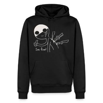 NINJA DAUMEN WEIss - Männer Premium Bio Hoodie - Schwarz - Vorne - Nico (187cm)