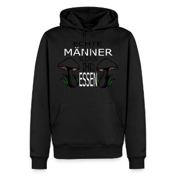 Pilz Männer suchen sich ihr Essen - Männer Premium Bio Hoodie - Schwarz - Vorne - Nico (187cm)