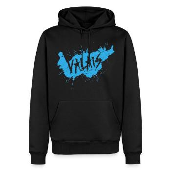 VALAIS GRUNGY BLUE - Men’s Premium Organic Hoodie - black - Front - Nico (187cm)