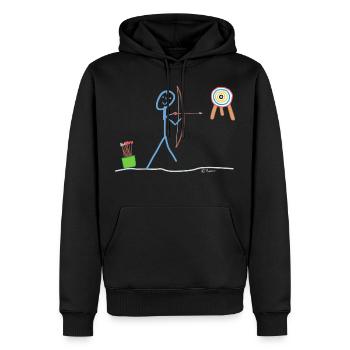 Bogenschießen Strichmännchen Pfeil Ziel Meister - Männer Premium Bio Hoodie - Schwarz - Vorne - Nico (187cm)