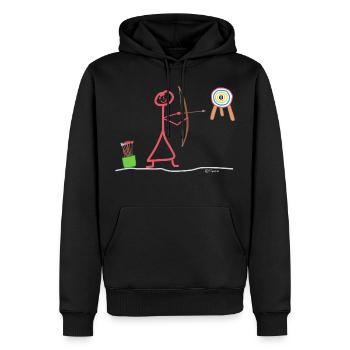 Bogenschießen Strichmännchen Strichfrau Sport - Männer Premium Bio Hoodie - Schwarz - Vorne - Nico (187cm)