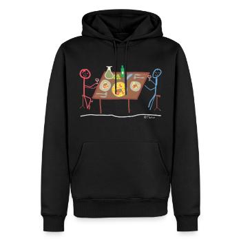 Paella Strichmännchen Date Spanien Dinner Essen - Männer Premium Bio Hoodie - Schwarz - Vorne - Nico (187cm)
