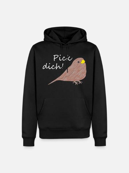 "Pick dich" Vogel - Männer Premium Bio Hoodie - Schwarz