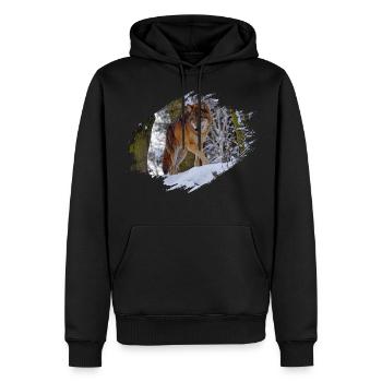 Wolf - Men’s Premium Organic Hoodie - black - Front - Nico (187cm)