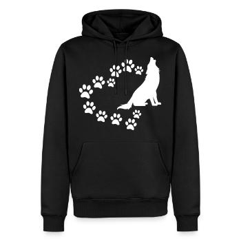Loup de coeur de patte - Sweat à capuche Premium bio Homme - noir - Devant - Nico (187cm)