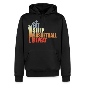 Basket joueur cadeau - Sweat à capuche Premium bio Homme - noir - Devant - Nico (187cm)