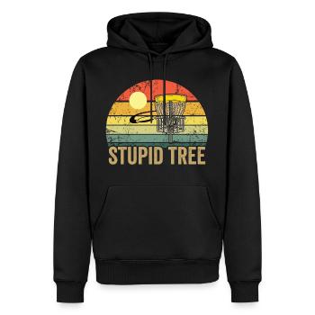 VINTAGE DISC GOLF STUPID TREE - Men’s Premium Organic Hoodie - black - Front - Nico (187cm)