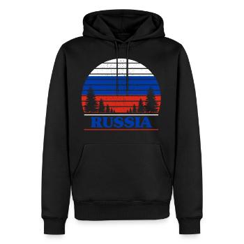 Russie - Sweat à capuche Premium bio Homme - noir - Devant - Nico (187cm)