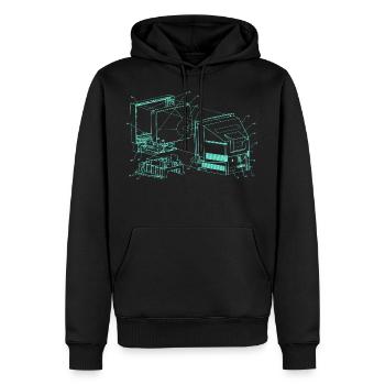 Retro Old School Tube TV Illustration - Men’s Premium Organic Hoodie - black - Front - Nico (187cm)